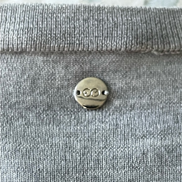 ESCADA Sport Two in One Vapour Gray Wool Sweater Blue Striped Side Split Medium - Picture 6 of 12